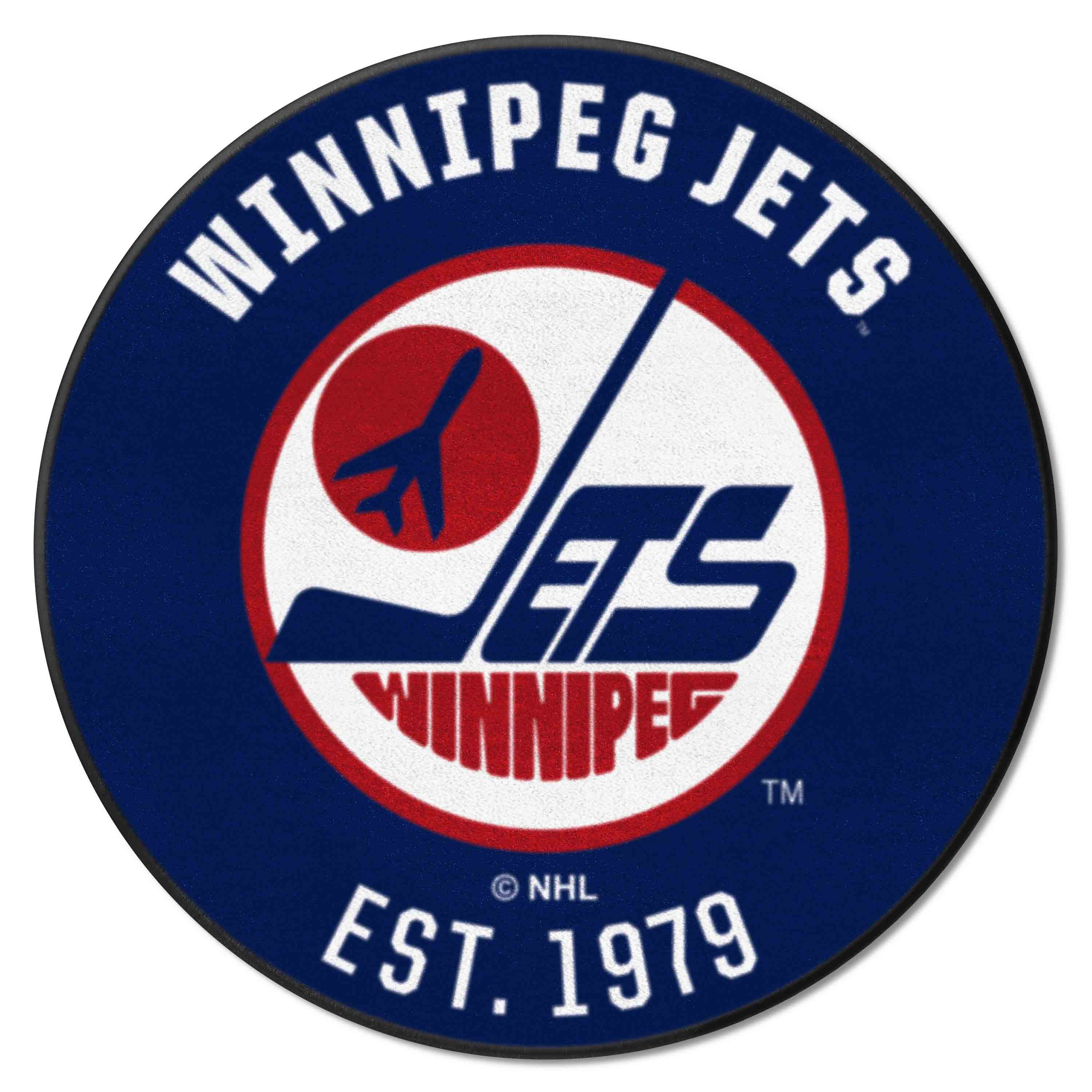 Retro NHL Winnipeg Jets Roundel Rug - 27in. Diameter - Winnipeg Jets
