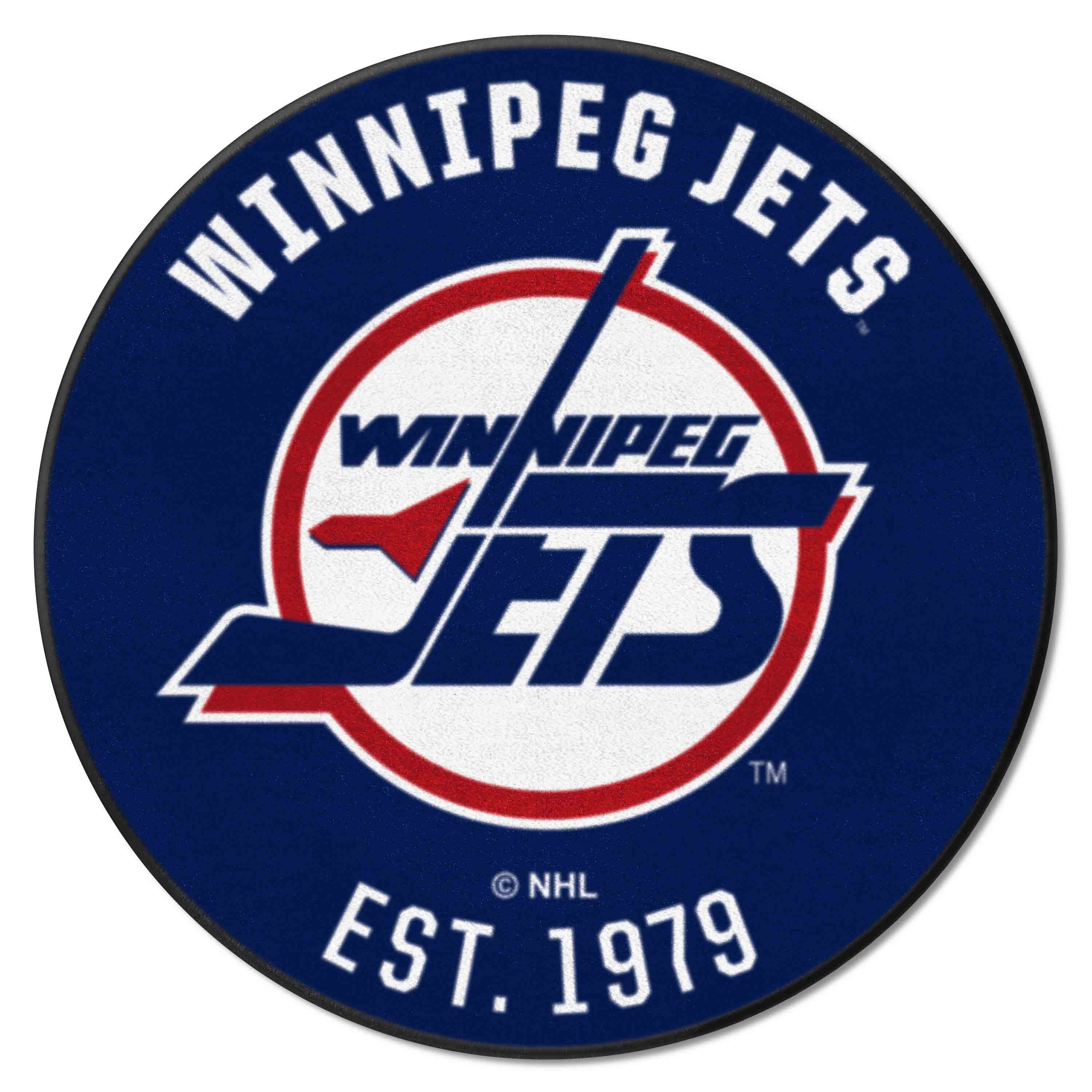 Retro NHL Winnipeg Jets Roundel Rug - 27in. Diameter - Winnipeg Jets