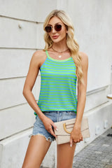 Contrast Striped Round Neck Cami - Trendsi - Flyclothing LLC