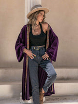 Embroidered Open Front Long Sleeve Cardigan - Trendsi - Flyclothing LLC
