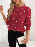Polka Dot Long Sleeve Sweater - Trendsi - Flyclothing LLC