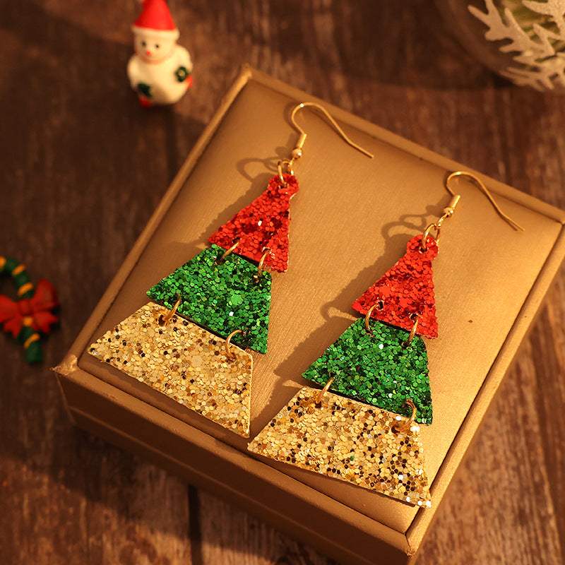 PU Leather Sequin Earrings - Trendsi - Flyclothing LLC