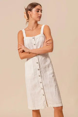 SO ME Button Down Pocket Front Pinafore Dress - Trendsi - Flyclothing LLC
