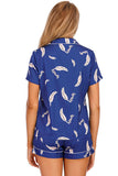 Printed Button Up Short Sleeve Top and Shorts Lounge Set - Trendsi - Flyclothing LLC