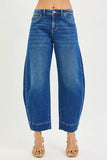 RISEN Mid Rise Crop Barrel Jeans - Trendsi - Flyclothing LLC