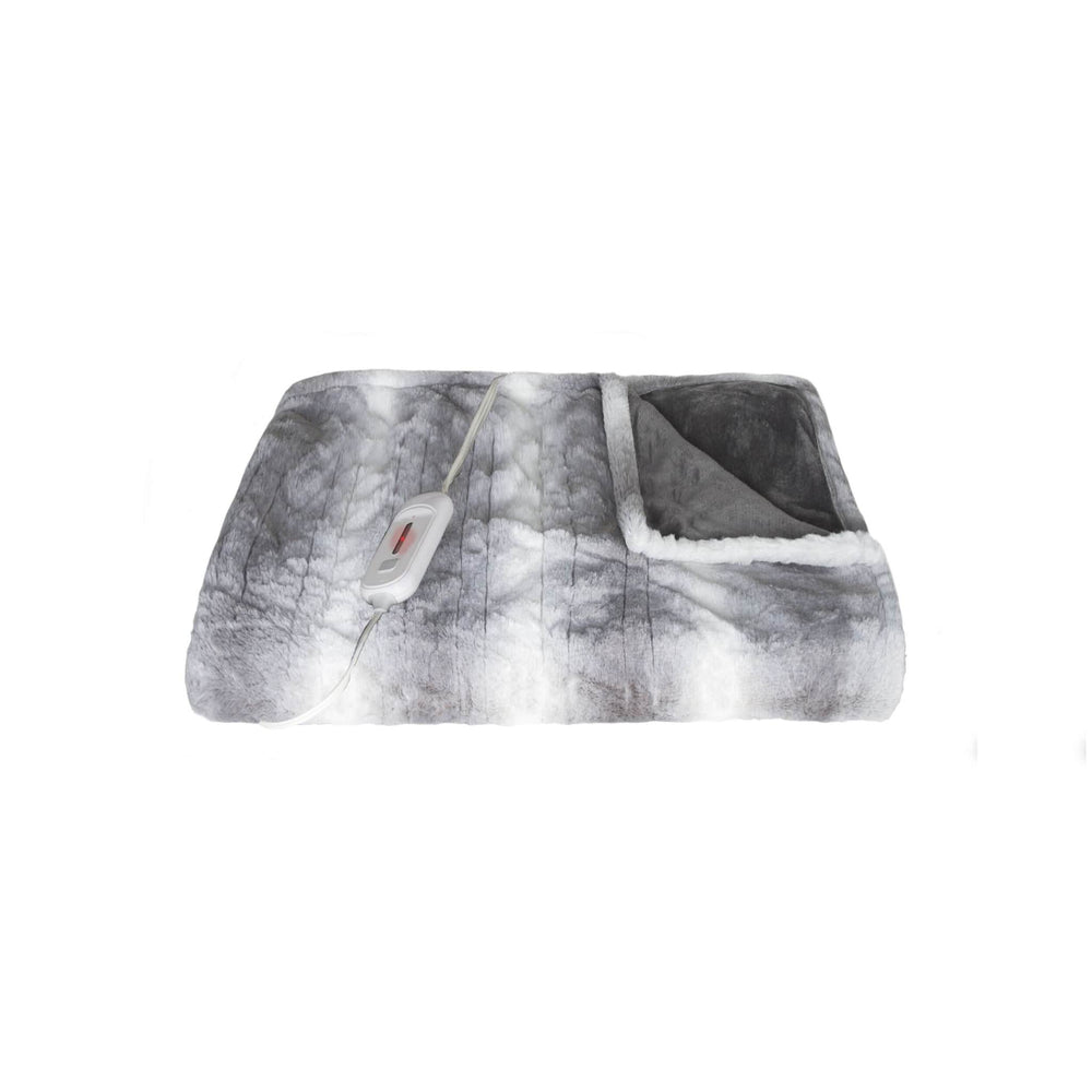 50" X 60" Grey And White Modern Contemporary Heated  Throw Blankets - Homeroots