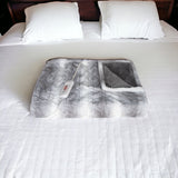 50" X 60" Grey And White Modern Contemporary Heated  Throw Blankets - Homeroots