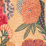 50" X 70" Orange and Red Kantha Cotton Floral Throw Blanket with Embroidery - Homeroots - Flyclothing LLC