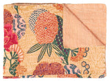 50" X 70" Orange and Red Kantha Cotton Floral Throw Blanket with Embroidery - Homeroots - Flyclothing LLC