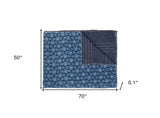 50" X 70" Blue Kantha Cotton Floral Throw Blanket with Embroidery - Homeroots - Flyclothing LLC