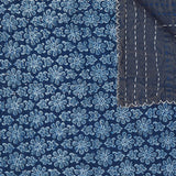 50" X 70" Blue Kantha Cotton Floral Throw Blanket with Embroidery - Homeroots - Flyclothing LLC