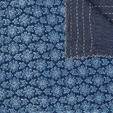 50" X 70" Blue Kantha Cotton Floral Throw Blanket with Embroidery - Homeroots - Flyclothing LLC