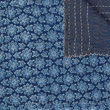 50" X 70" Blue Kantha Cotton Floral Throw Blanket with Embroidery - Homeroots - Flyclothing LLC