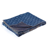 50" X 70" Blue Kantha Cotton Floral Throw Blanket with Embroidery - Homeroots