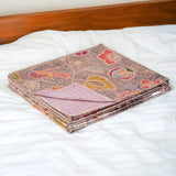 50" X 70" Gray and Pink Kantha Cotton Floral Throw Blanket with Embroidery - Homeroots