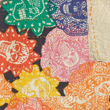 50" X 70" Black Green Red and Pink Kantha Cotton Patchwork Throw Blanket with Embroidery - Homeroots
