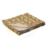 50" X 70" Yellow and Gray Kantha Cotton Floral Throw Blanket - Homeroots