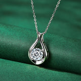 2 Carat Moissanite 925 Sterling Silver Pendant Necklace - Trendsi