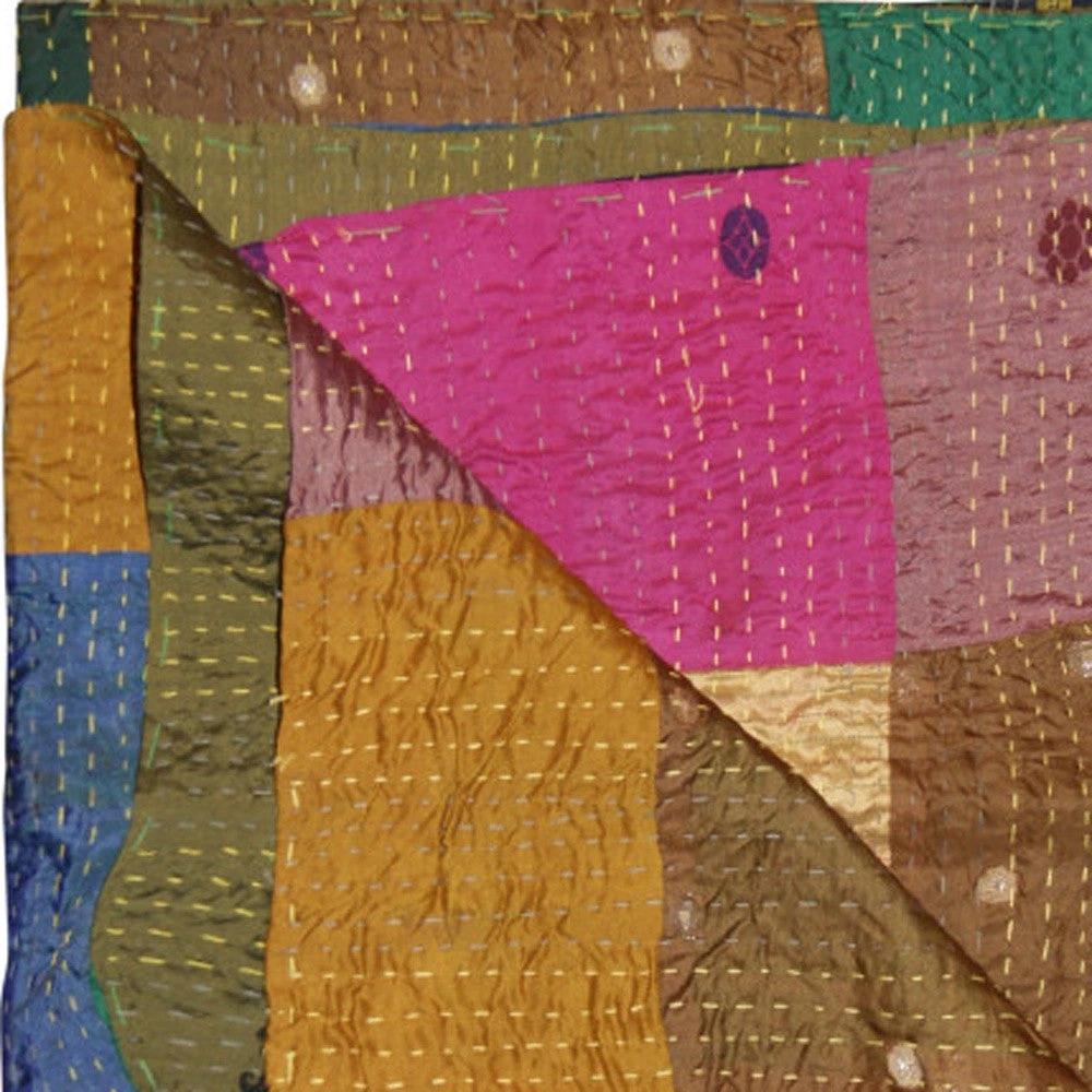 50" X 70" Silk Multicolor Throws - Homeroots - Flyclothing LLC