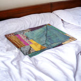50" X 70" Green and White Quilted Cotton Patchwork Throw Blanket with Embroidery - Homeroots