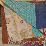 50" X 70" Green and Brown Quilted Cotton Patchwork Throw Blanket with Embroidery - Homeroots