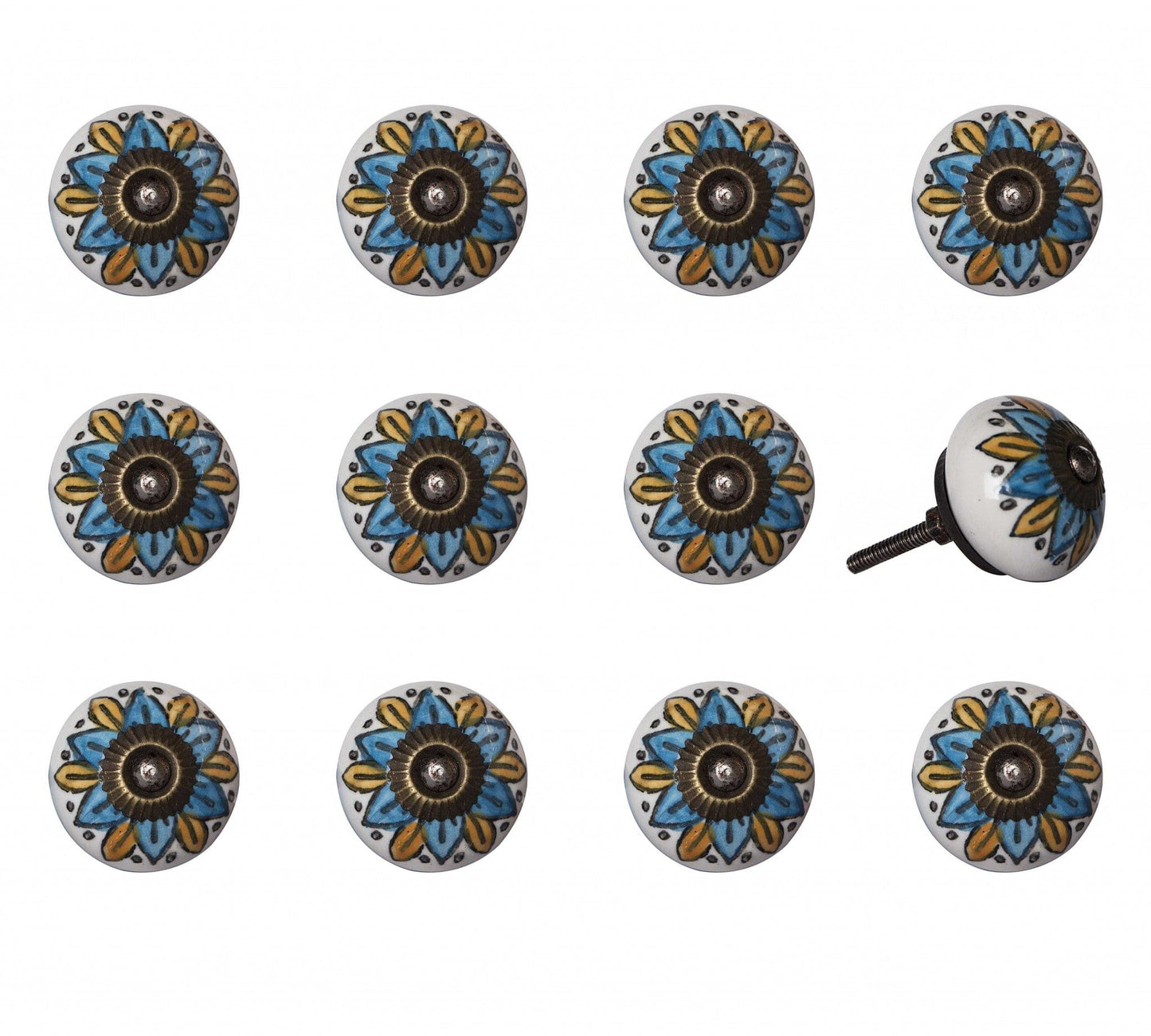 1.5" X 1.5" X 1.5" Ceramic Metal Multicolor 12 Pack Knob - Homeroots - Flyclothing LLC