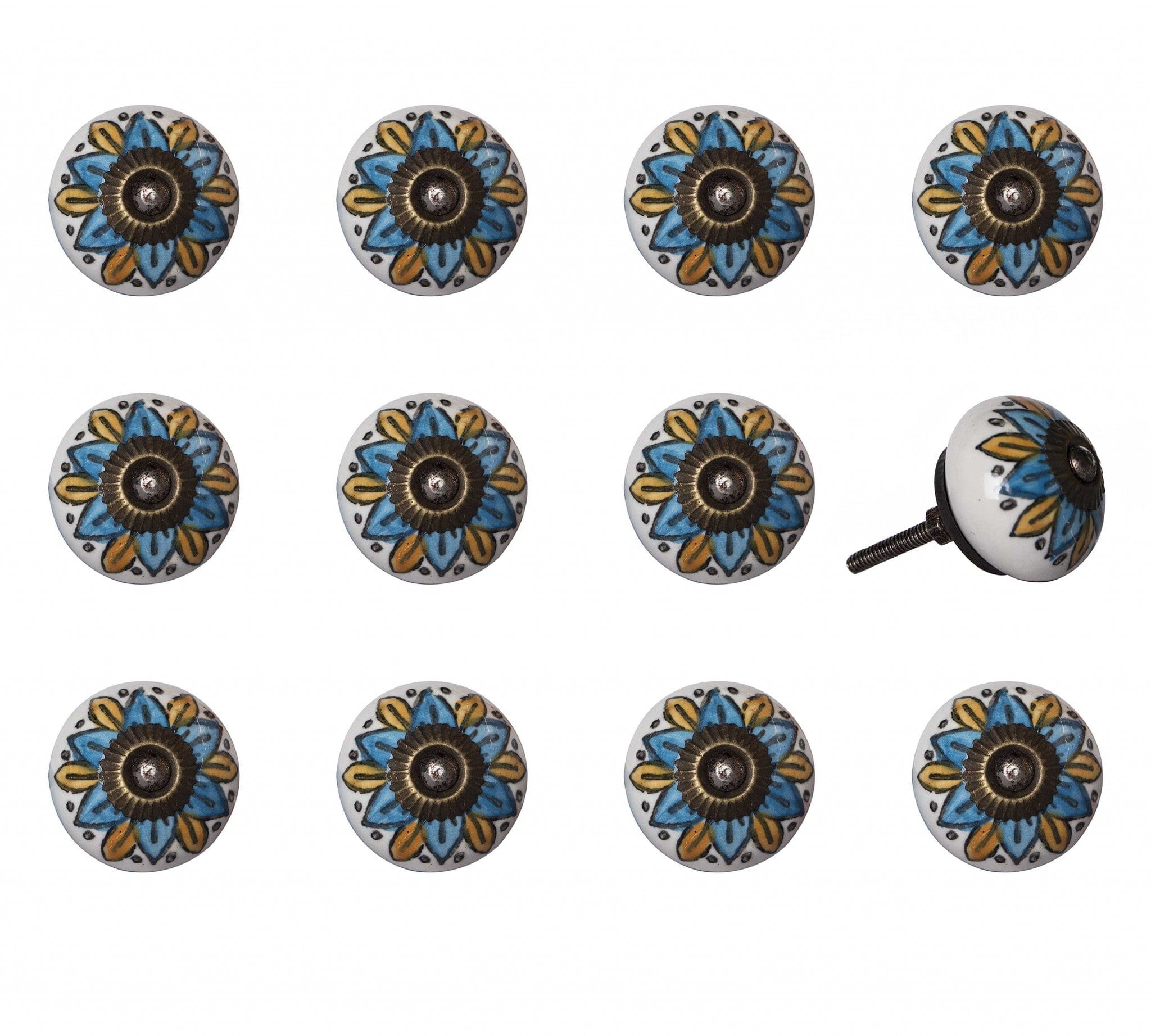 1.5" X 1.5" X 1.5" Ceramic Metal Multicolor 12 Pack Knob - Homeroots - Flyclothing LLC
