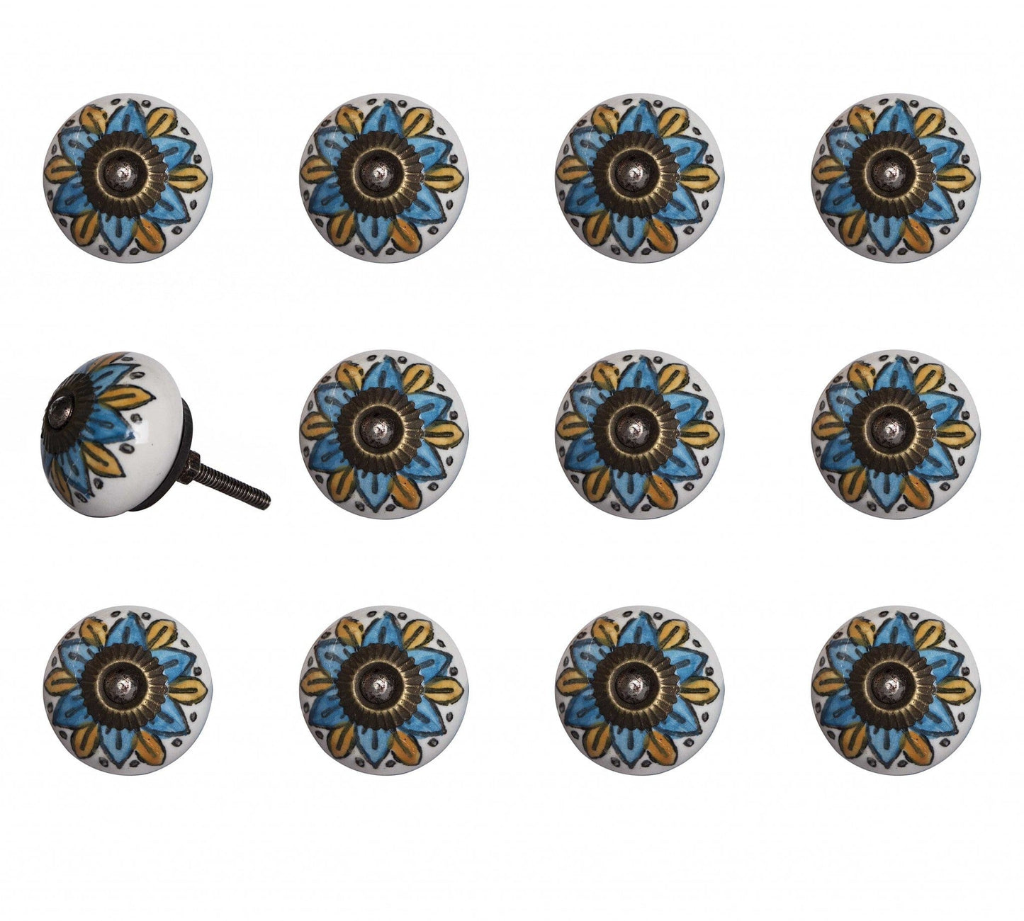 1.5" X 1.5" X 1.5" Ceramic Metal Multicolor 12 Pack Knob - Homeroots - Flyclothing LLC