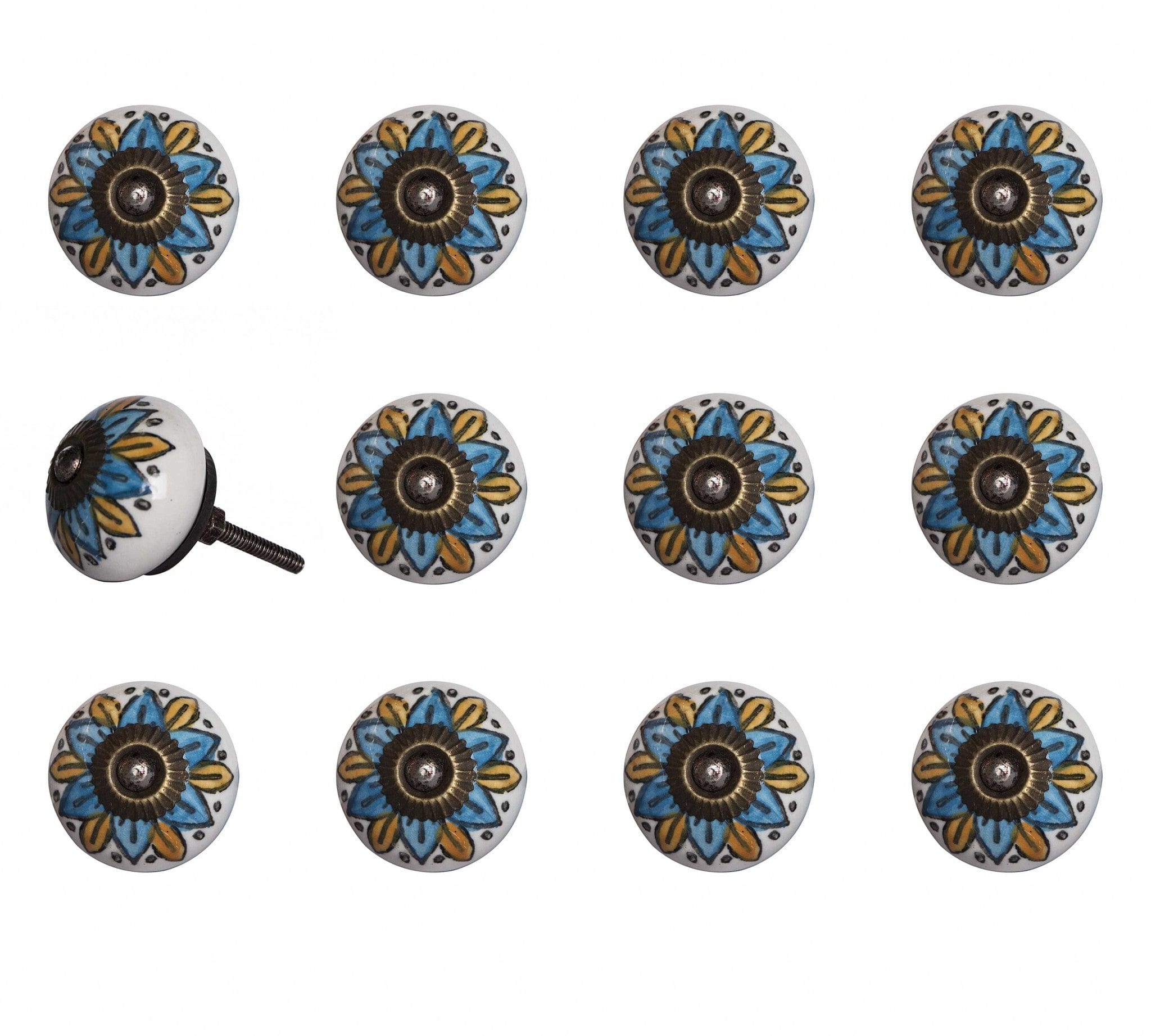 1.5" X 1.5" X 1.5" Ceramic Metal Multicolor 12 Pack Knob - Homeroots - Flyclothing LLC