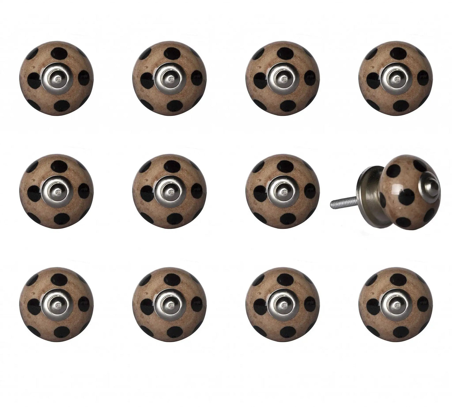 1.5" X 1.5" X 1.5" Ceramic Metal Brown Black 12 Pack Knob - Homeroots - Flyclothing LLC
