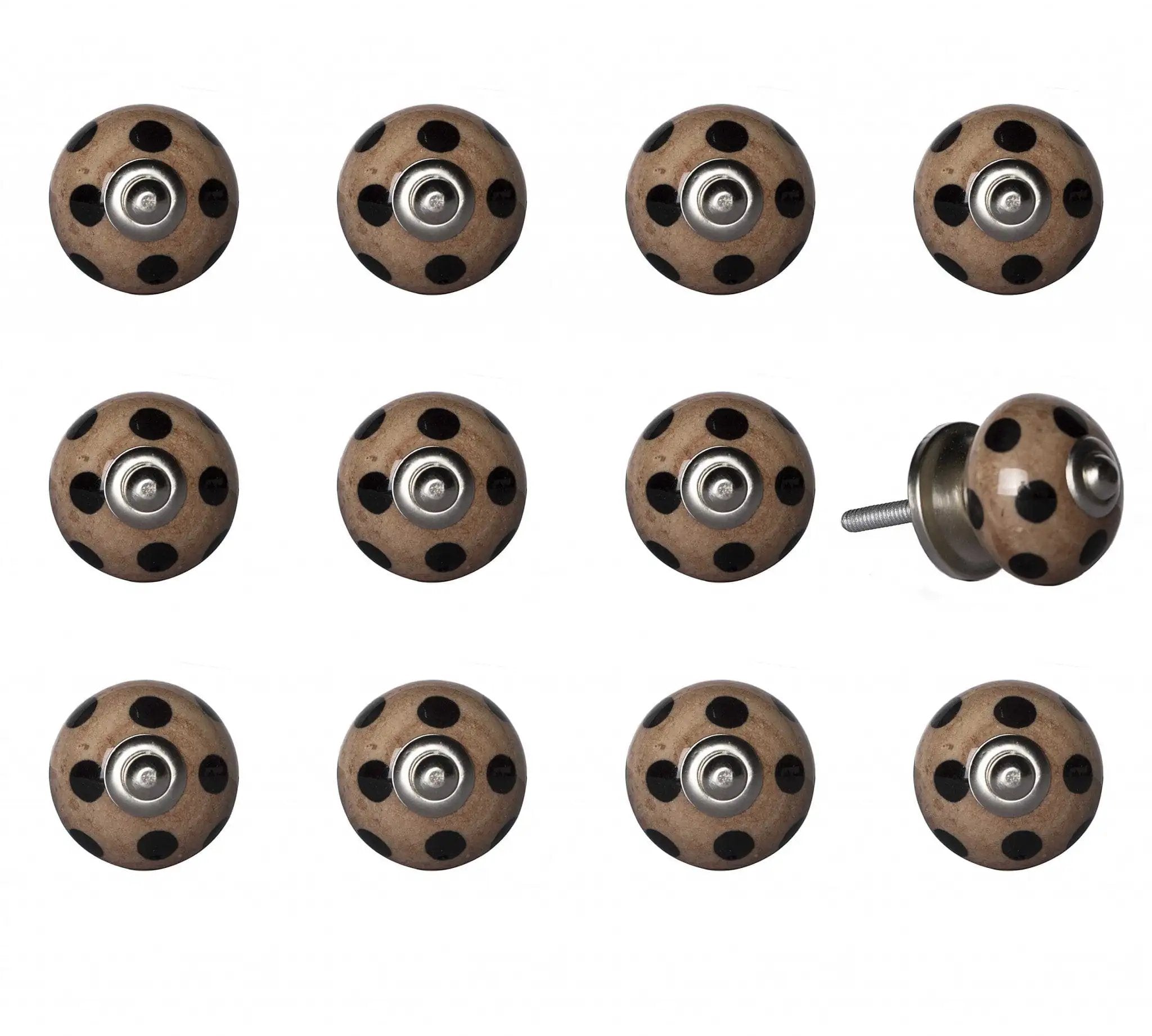 1.5" X 1.5" X 1.5" Ceramic Metal Brown Black 12 Pack Knob - Homeroots - Flyclothing LLC