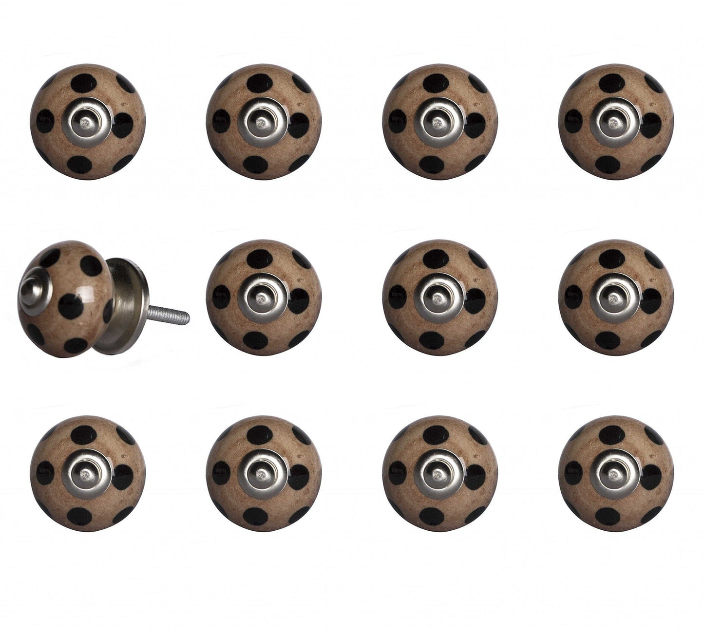 1.5" X 1.5" X 1.5" Ceramic Metal Brown Black 12 Pack Knob - Homeroots - Flyclothing LLC
