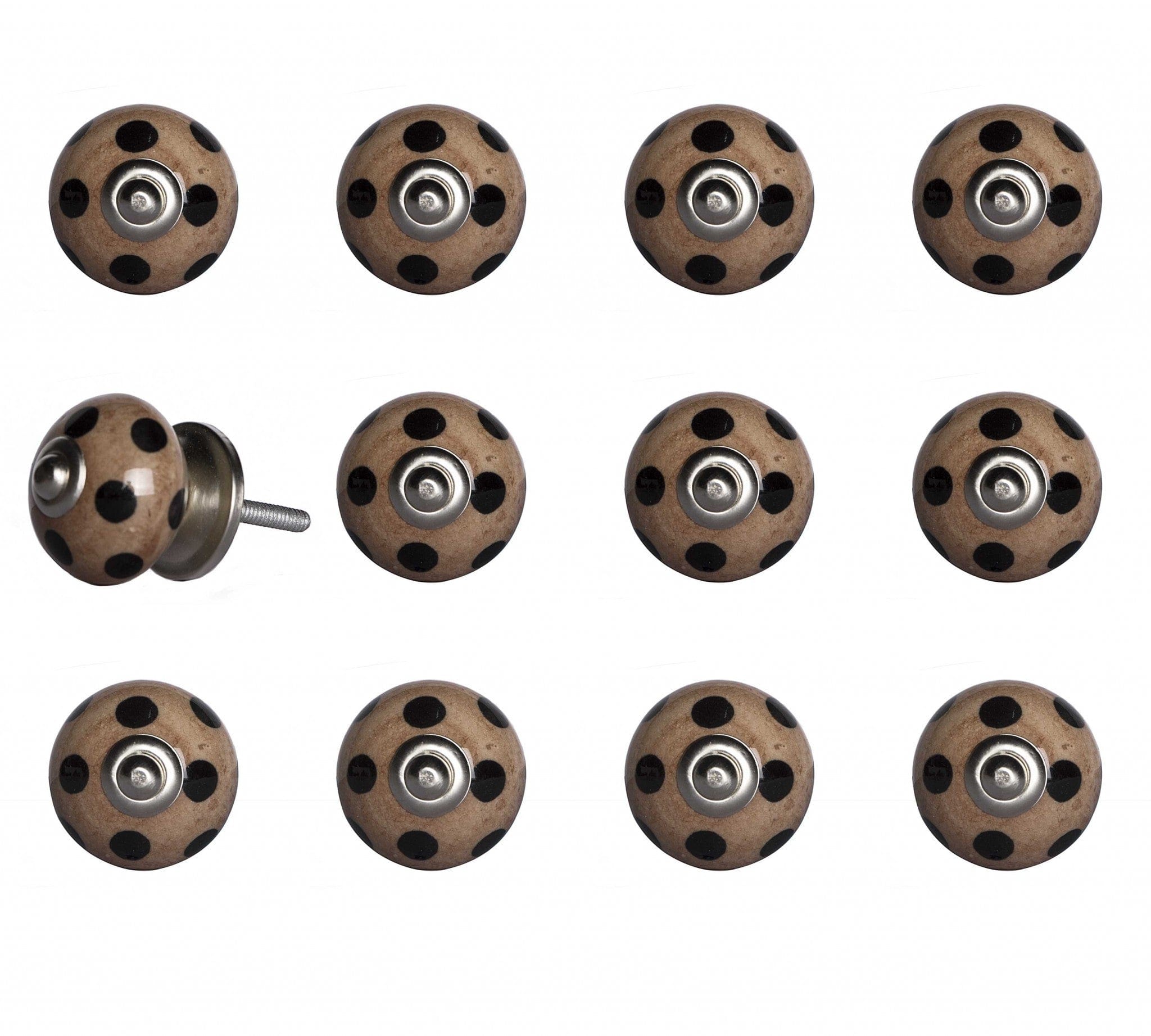 1.5" X 1.5" X 1.5" Ceramic Metal Brown Black 12 Pack Knob - Homeroots - Flyclothing LLC