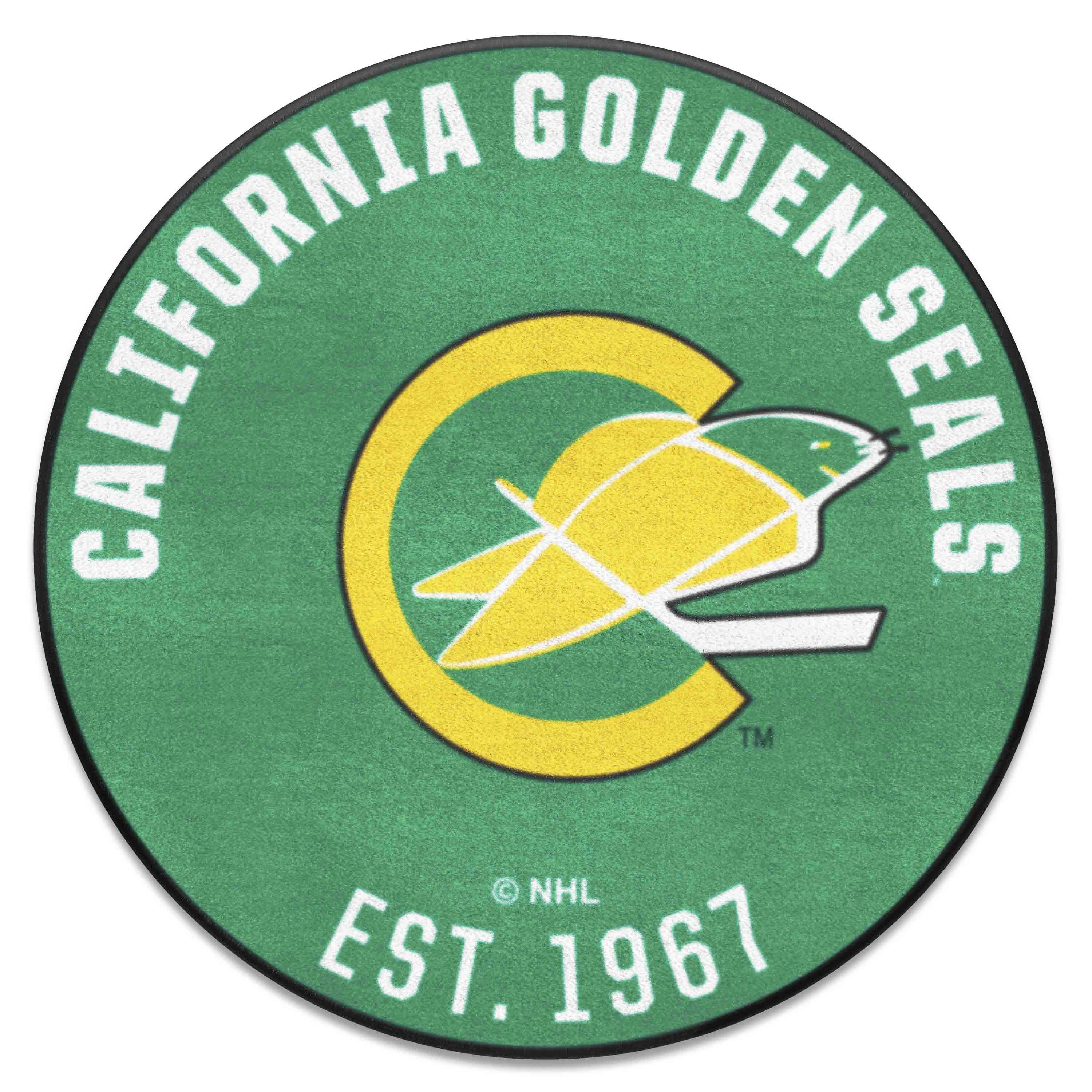 NHLRETRO California Golden Seals Roundel Rug - 27in. Diameter - California Golden Seals