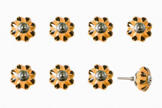 1.5" X 1.5" X 1.5" Ceramic Metal Yellow Green 8 Pack Knob - Homeroots
