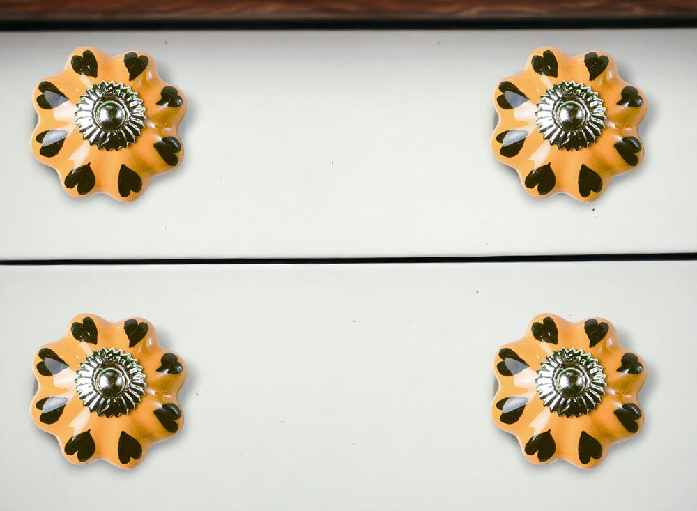 1.5" X 1.5" X 1.5" Ceramic Metal Yellow Green 8 Pack Knob - Homeroots