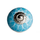 1.5" X 1.5" X 1.5" Ceramic Metal Aqua And White 8 Pack Knob - Homeroots