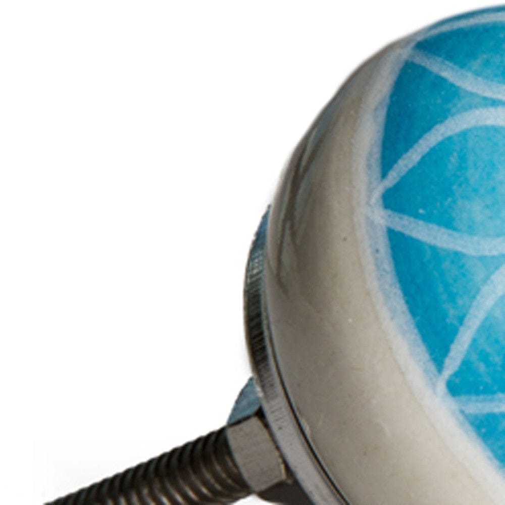 1.5" X 1.5" X 1.5" Ceramic Metal Aqua And White 8 Pack Knob - Homeroots - Flyclothing LLC