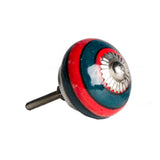 1.5" X 1.5" X 1.5" Ceramic Metal Navy And Red 8 Pack Knob - Homeroots