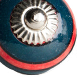 1.5" X 1.5" X 1.5" Ceramic Metal Navy And Red 8 Pack Knob - Homeroots