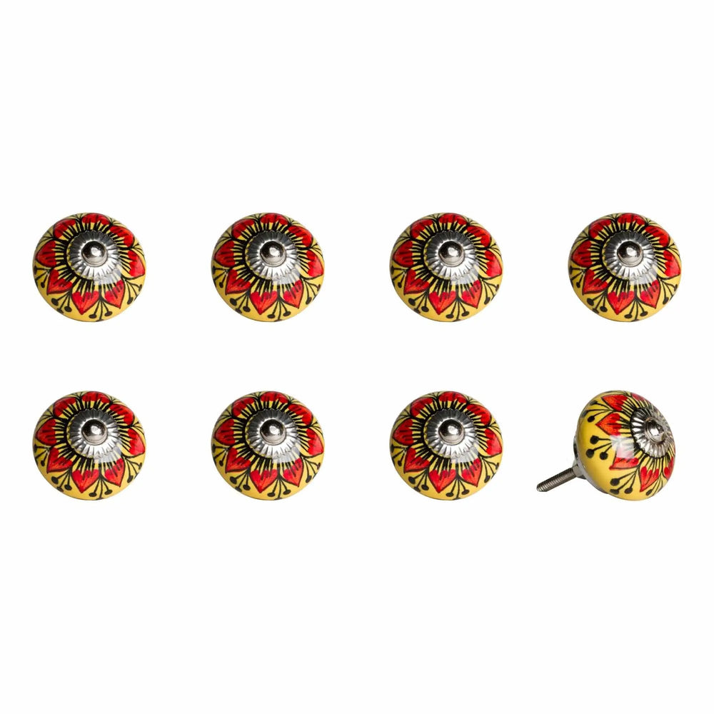 1.5" X 1.5" X 1.5" Ceramic Metal Multicolor 8 Pack Knob - Homeroots - Flyclothing LLC