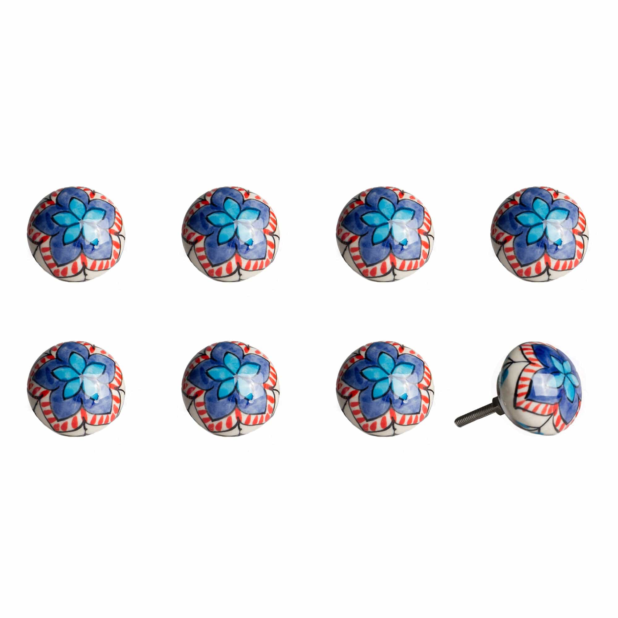 1.5" X 1.5" X 1.5" Ceramic Metal Multicolor 8 Pack Knob - Homeroots - Flyclothing LLC