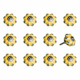 1.5" X 1.5" X 1.5" Ceramic Metal Yellow And Green 12 Pack Knob - Homeroots