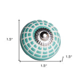 1.5" X 1.5" X 1.5" Ceramic Metal Turquiose And White 12 Pack Knob - Homeroots - Flyclothing LLC