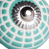 1.5" X 1.5" X 1.5" Ceramic Metal Turquiose And White 12 Pack Knob - Homeroots