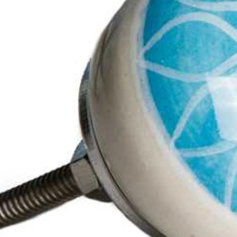 1.5" X 1.5" X 1.5" Ceramic Metal Aqua And White 12 Pack Knob - Homeroots - Flyclothing LLC