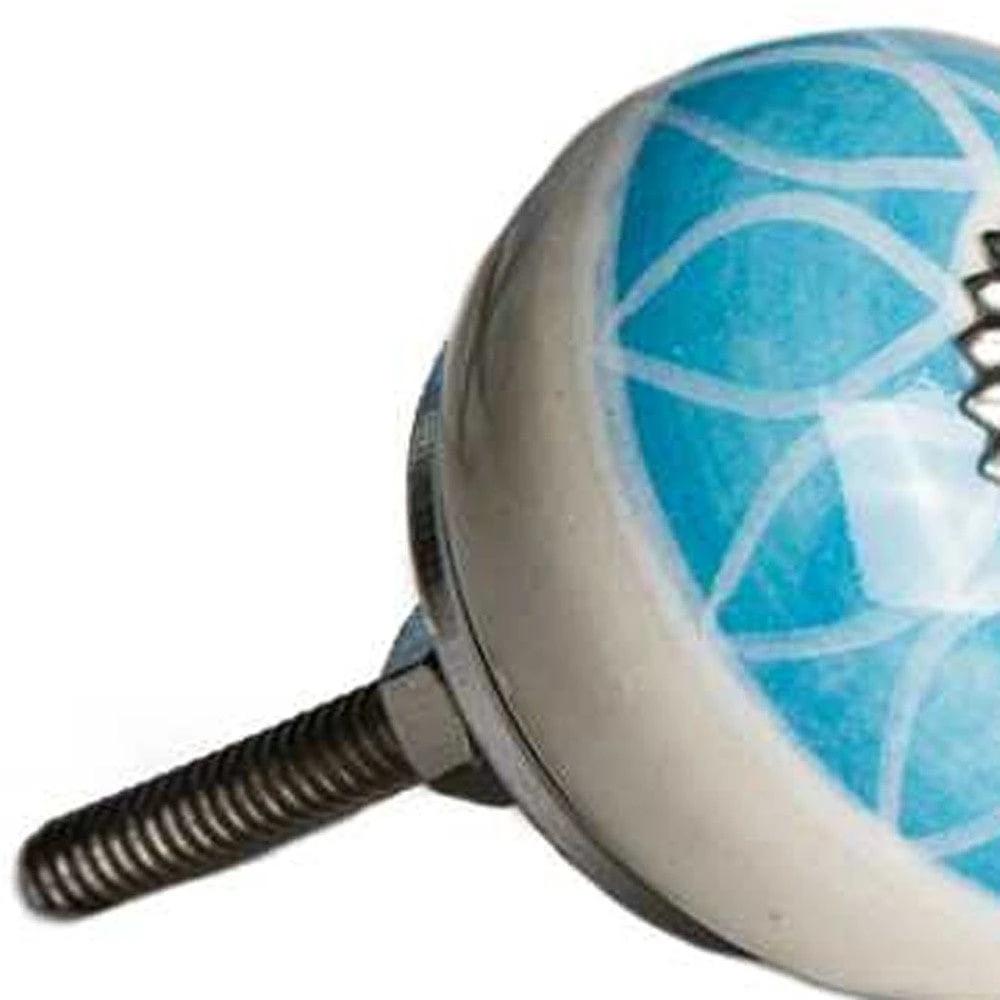 1.5" X 1.5" X 1.5" Ceramic Metal Aqua And White 12 Pack Knob - Homeroots - Flyclothing LLC