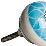 1.5" X 1.5" X 1.5" Ceramic Metal Aqua And White 12 Pack Knob - Homeroots - Flyclothing LLC