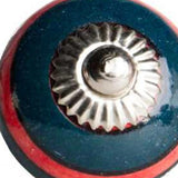 1.5" X 1.5" X 1.5" Ceramic Metal Navy And Red 12 Pack Knob - Homeroots