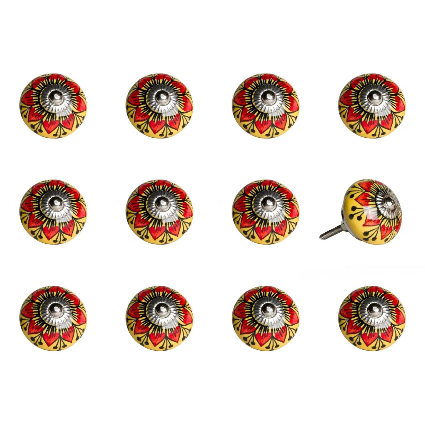 1.5" X 1.5" X 1.5" Ceramic Metal Multicolor 12 Pack Knob - Homeroots - Flyclothing LLC
